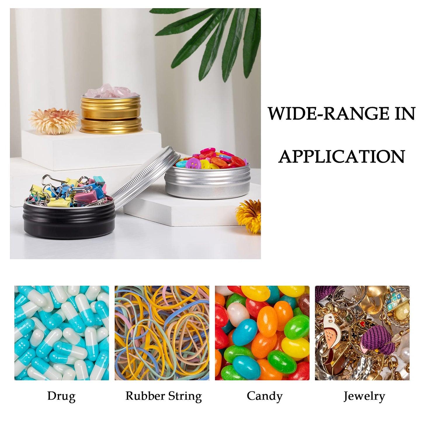 1 oz / 30ml Screw Top Aluminum Tin Jar with Screw Lid and Blank Labels (Orange - Pack of 32)