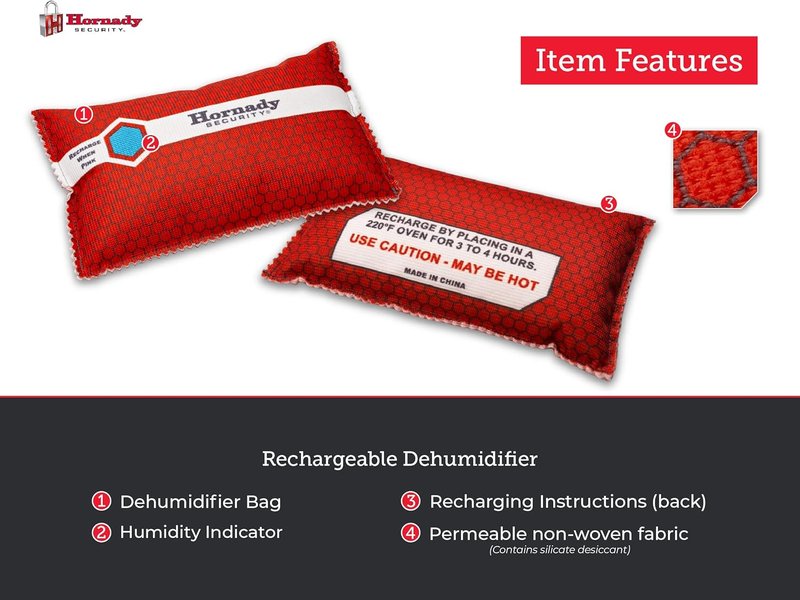Hornady Reusable Dehumidifier Bag - 450G Moisture Absorber for Gun Safes | Prevents Damage to Firearms & Accessories, Black