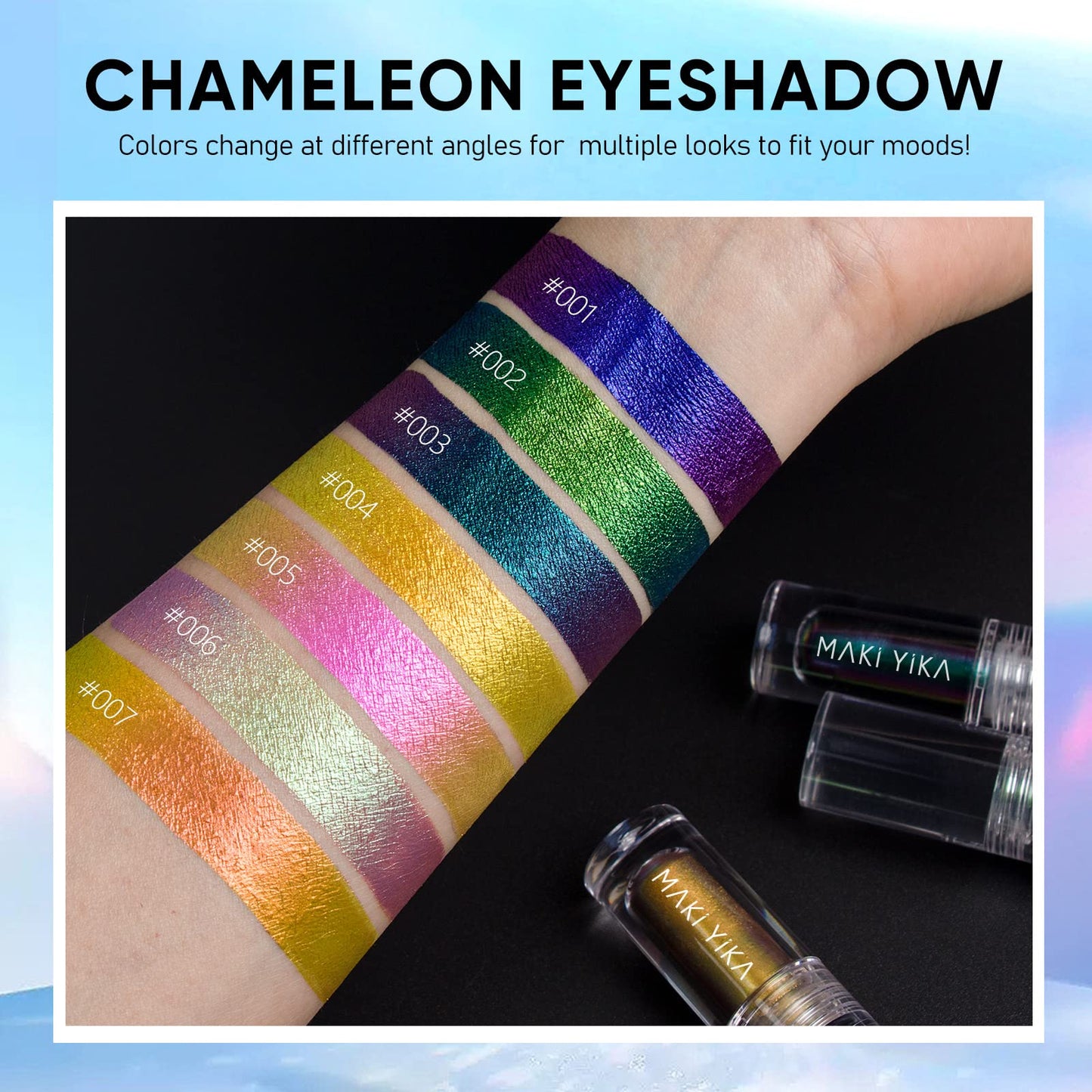 MAKI YIKA Glitter Eyeshadow Teal Liquid Multichrome Eyeshadows Long Lasting, Metallic Chameleon Eye Shadow Smudgeproof Holographic Eye Topper Glitters (#3 Dawn)