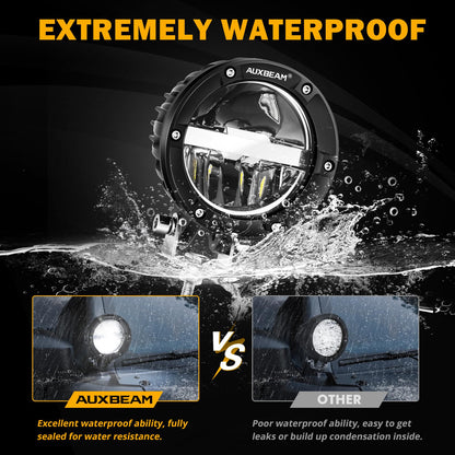 Auxbeam 4 Inch 100W Round Offroad Lights, LED Driving Light Pods with Hi/Lo/Combo Beam Design, 10000LM Super Bright Work Fog Light with Wiring Harness for Truck Pickup SUV ATV UTV 4x4