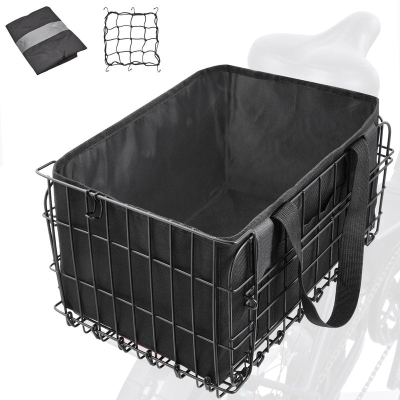 Zacro Bike Basket Rear Large Folding Metal Bicycle Ebike Basket, Quick Release Design for Adult Women/Men Carrying Dogs, Pets, Fruit & Grocery