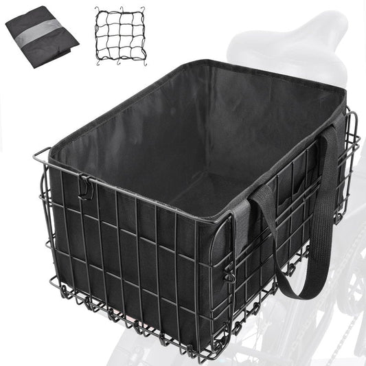 Zacro Bike Basket Rear Large Folding Metal Bicycle Ebike Basket, Quick Release Design for Adult Women/Men Carrying Dogs, Pets, Fruit & Grocery