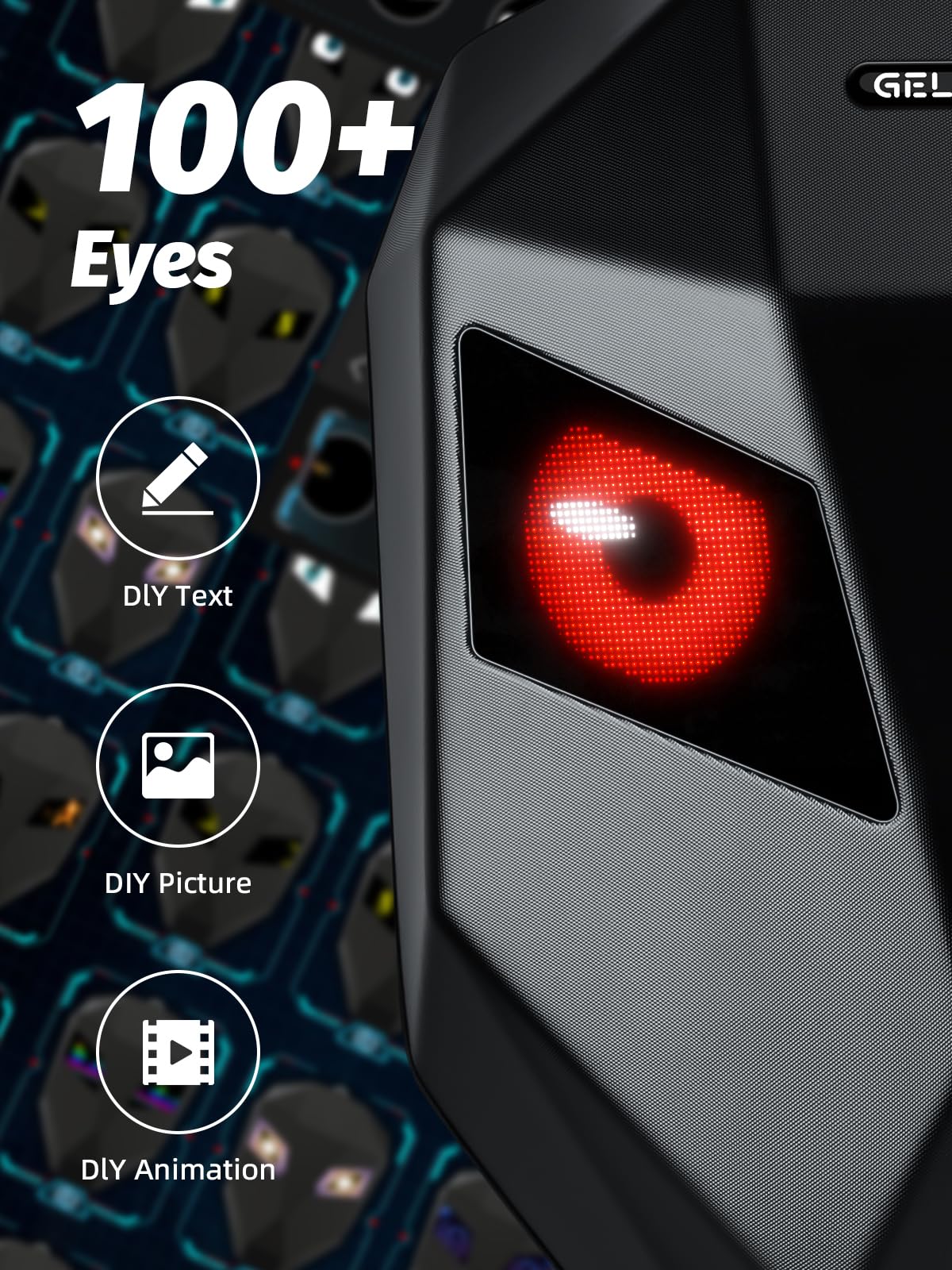 Gelrova Knight LED Motorcycle Backpack, Hard Case Riding Backpack DIY Motorbike Luggage Laptop Bag Waterproof, Large Size 19inch