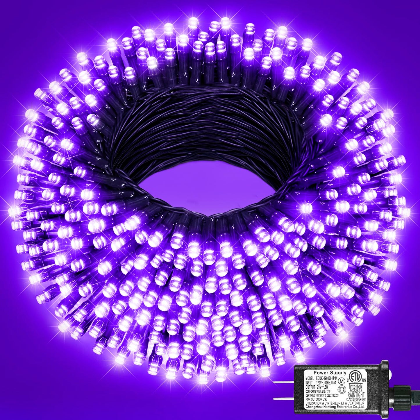 Nielfoi Purple Halloween Lights Outdoor, 100FT 300 LED Halloween String Lights with 8 Modes Waterproof, Plug in Green Wire Twinkle Tree Light for Indoor House Patio Garden Party Decorations