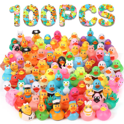 100 Pack Rubber Ducks in Bulk, Assorted Ducks for Jeeps Ducking, Mini Rubber Duckies for Baby Bath Toys, Kids Bath Pool Toys Birthday Gifts Party Favors