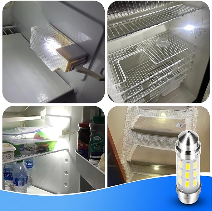 41mm/1.6" 214-2 RV Refrigerator Light Bulb DC 12V Super White Replacement LED Festoon Bulbs for Trailer Camper Motorhome Concession Stands Food Trucks RV Fridge Refrigerator Interior Light Bulb,2 Pack