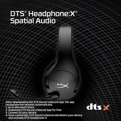 HyperX Cloud Stinger Core – Wireless Lightweight Gaming Headset, DTS Headphone:X spatial audio, Noise Cancelling Microphone, Over Ear Headset For PC, Black (Renewed)