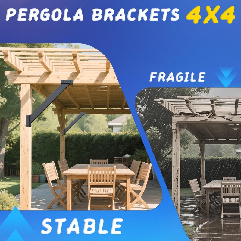 TAYORY 8 Pcs 45 Degree Angle Brackets, 4x4 Pergola Brackets Kit , for 4''x4'' Lumber (Actual: 3.6''x3.6'') , for Wooden Structures Such as Pergolas, Gazebos