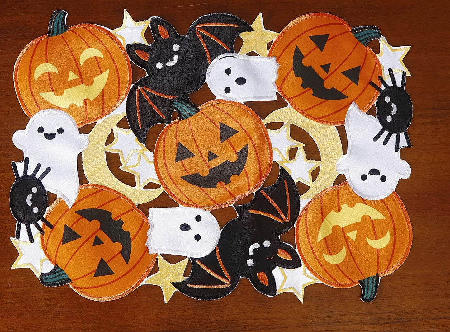 Halloween Pumpkin Table Runner and Placemats Cutwork Embroidered Fall Thanksgiving Autumn Harvest Table Decorations for Party Holiday Dinner (Placemats Set of 2 12"X18", 2)