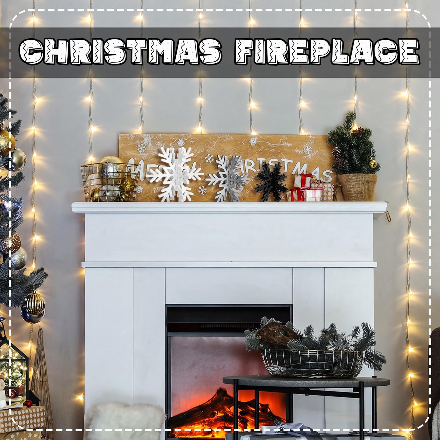 Bucherry 12 Pcs Wooden Snowflake Table Decor 3D Snowflake Tabletop Signs and Centerpiece for Christmas Xmas Winter Wonderland Decorations Home Party(White, Gray, Black)