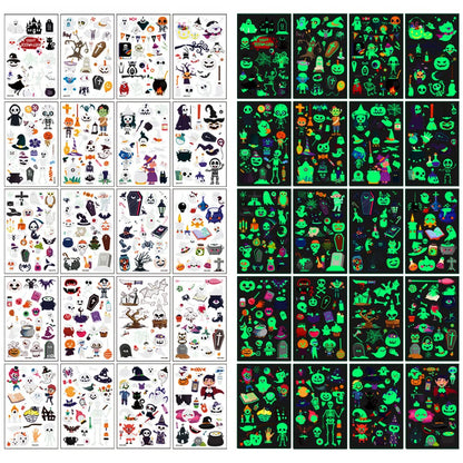 Awinmay Luminous Halloween Temporary Tattoos for Kids - 360 Pieces Halloween Glow In The Dark Tattoos for Boys and Girls,Bulk Halloween Prizes Treat or Trick Party Favor Goody Bag Stuffers 20 Sheets