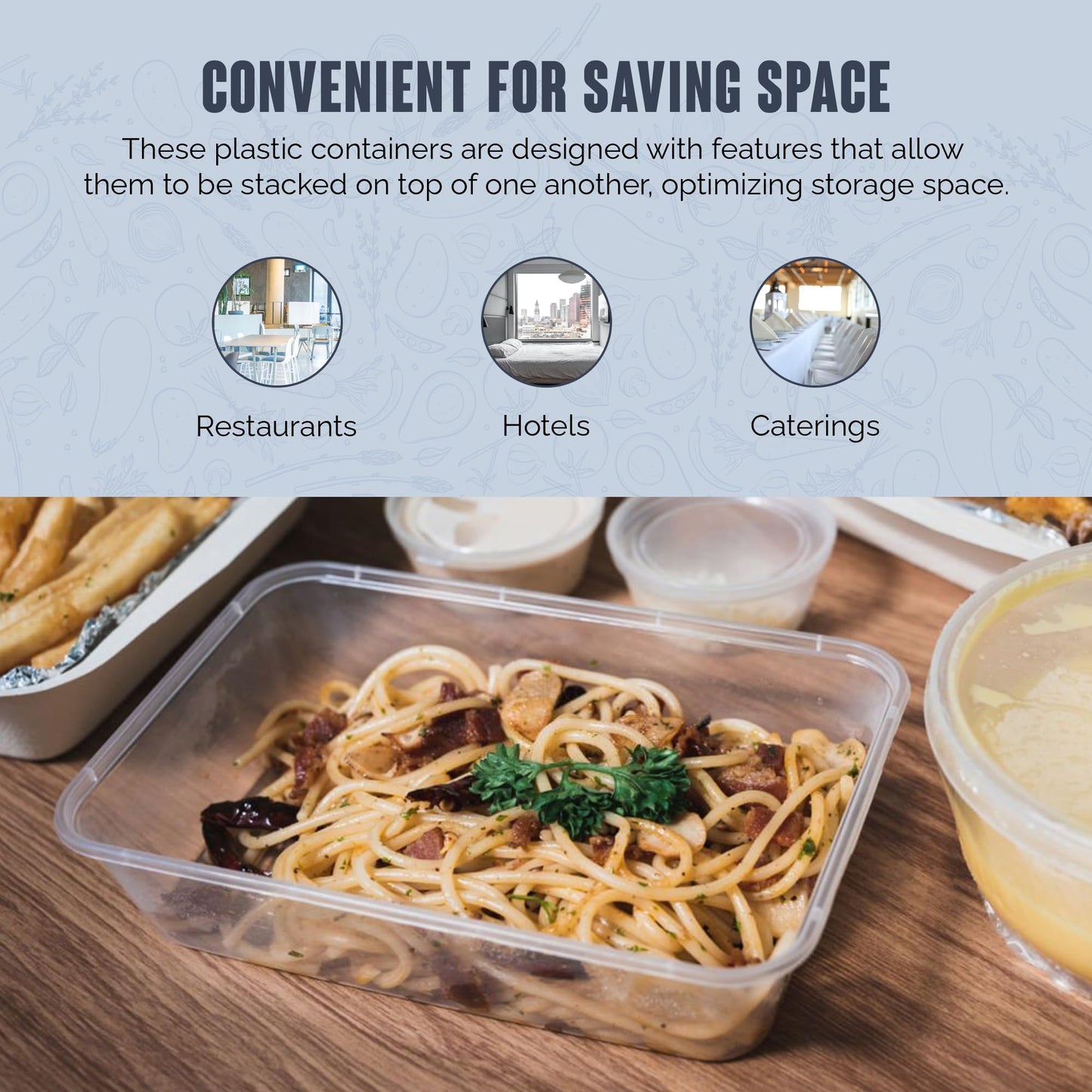 We Can Source It Ltd 50 x 500ml Plastic Microwave & Freezer Safe Food Containers with Lids - BPA-Free, Reusable, Takeaway Meal Prep Containers - Catering Grade Food Storage Boxes for Home & Business