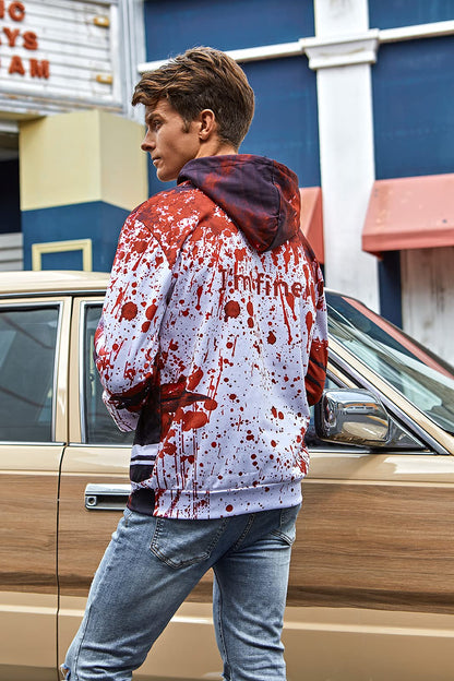 RAISEVERN Hoodies for Men Halloween I'm Fine Fleece Graphics Sweatshirts Pullover Blood Stains Novelty Hoody Cool Funny Hooded with Pocket