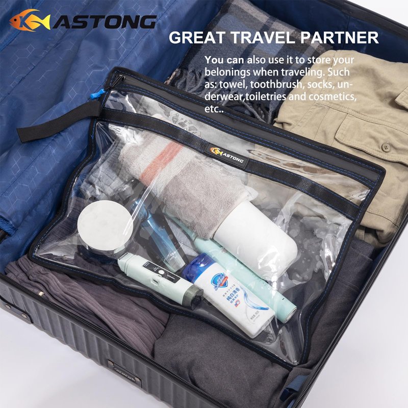 KASTONG 2 Layer Water-Proof Fishing Bait PVC Clear Storage Bag BaitShield Tackle Bag Storage for Bait Tackle Lures Soft Plastics and Fishing Gear Large Capacity 2 Size (MAS GIFT-PACKAGED 1M+1L)
