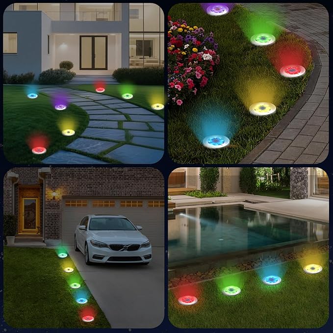 INCX Halloween Solar Lights Outdoor, Color Changing 12 Pack Solar Pathway Lights with Auto On/Off，Waterproof & Anti-Rust Landscape Lighting for Garden, Yard, Patio, Deck - Halloween Decorations