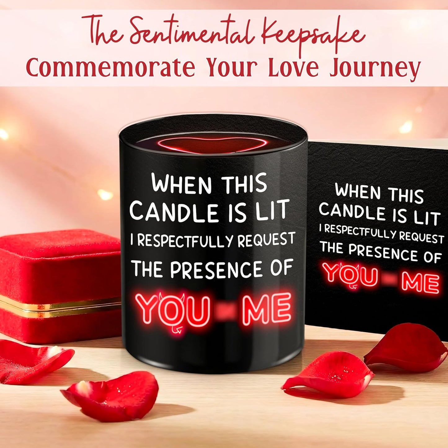 TEEZWONDER Valentines Day Gifts for Her Girlfriend - I Love You More Vanilla Lavender Romantic Candles 10 oz - Anniversary Valentines Birthday Gifts for Wife Men Women Girlfriend Boyfriend Him Husband
