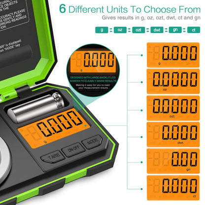 [Upgraded] ORIA Digital Pocket Scale, 50g 0.001g Mini Scale with 50g Calibration Weight, Multifunctional Kitchen Scale with Tare & LCD Backlit Display, Gift for Christmas(Battery/Tweezer Included)