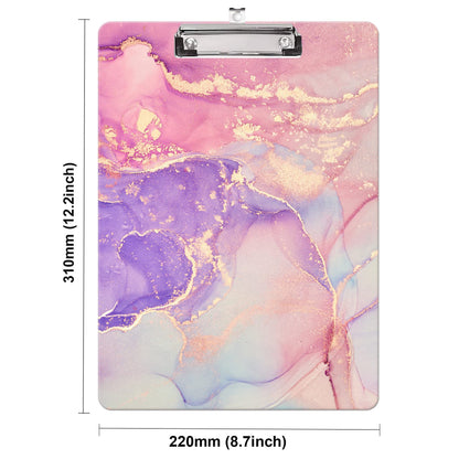 Fashion Clipboard, A4 Letter Size Wooden Decorative Clipboards for Teacher, Nurse, Doctor,Student and Kids, Cute Design for Standard Size 12.2" x 8.9" (C-Pink Purple Marble)