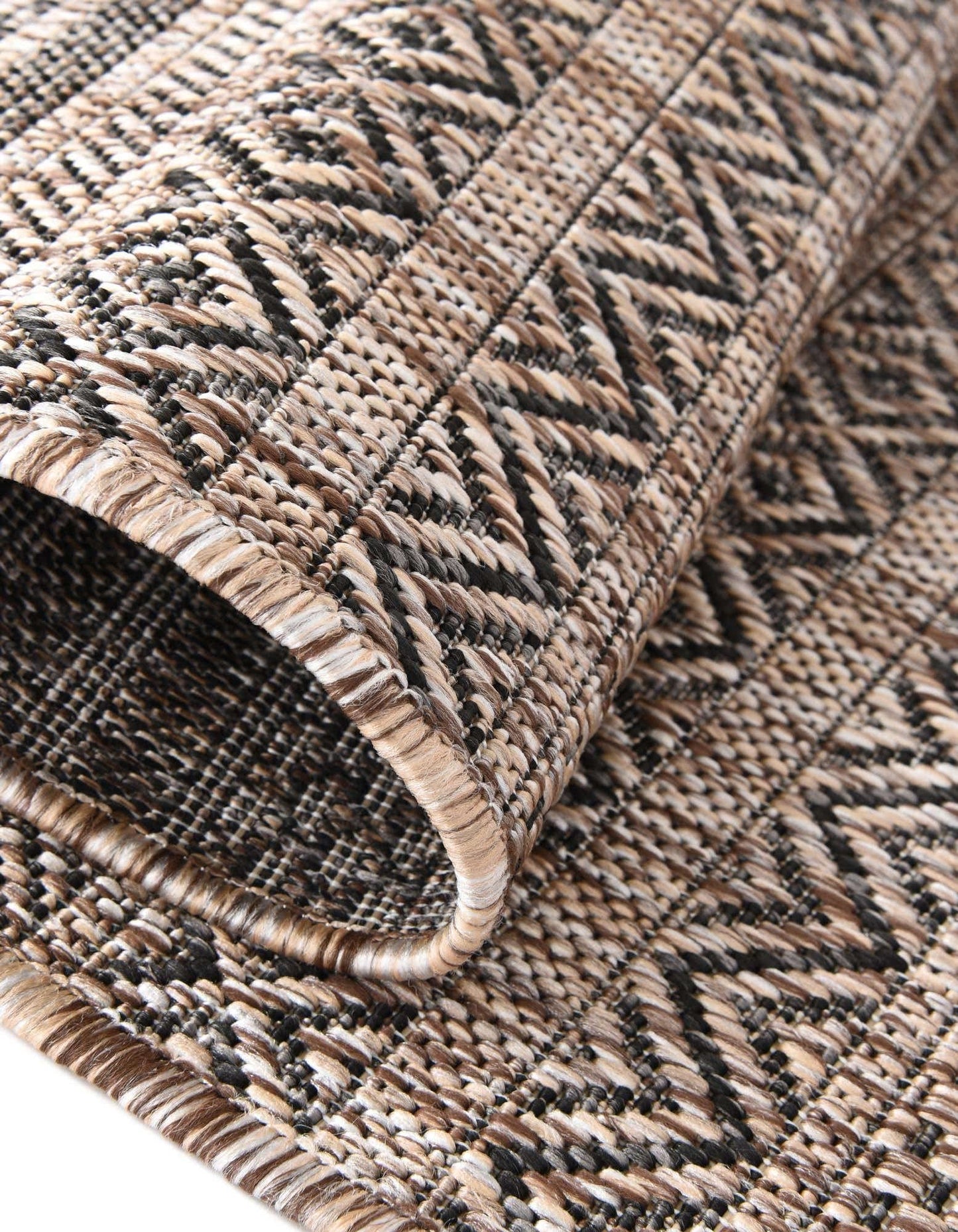 Unique Loom Outdoor Striped Collection Area Rug - Maia (10' Round, Natural/Black)