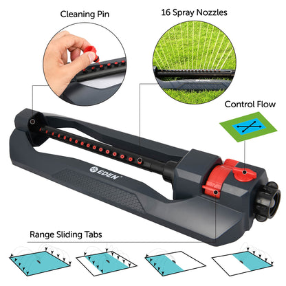 Eden 94105 Lawn & Garden Essential Oscillating Water Sprinkler for Yard with Width and Flow Control
