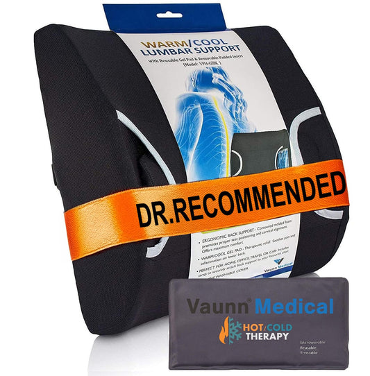 FSA/HSA Eligible, Vaunn Medical Lumbar Support Pillow with Firm Insert & Heated/Cooling Gel Pad