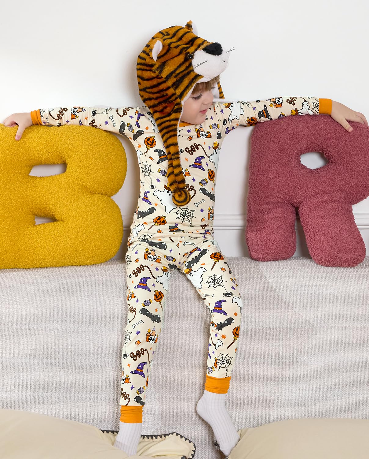 Bamboo Viscose Toddler Halloween Pajamas Boys Girls Kids Baby 2pcs Long-Sleeve Pyjamas Set 4-5T Snug fit Sleepwear Pjs