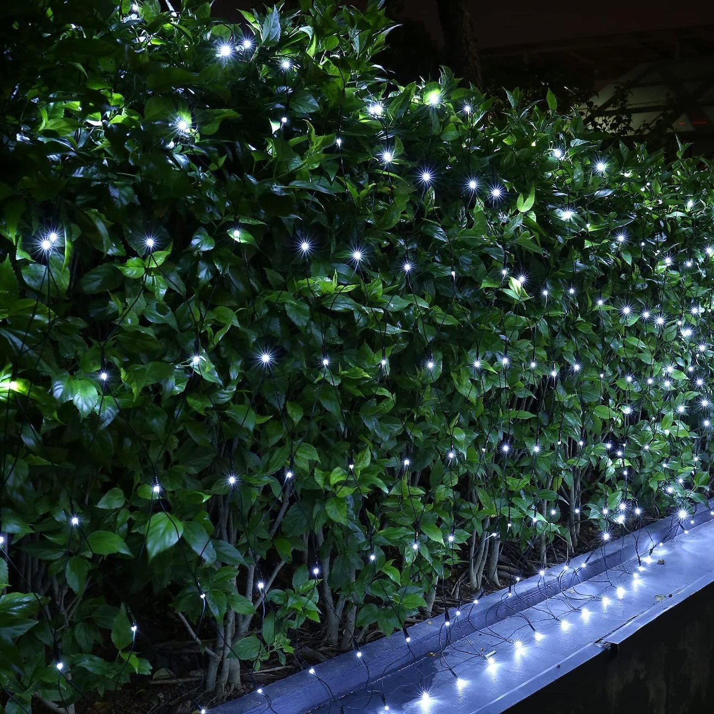 Joomer Christmas Net Lights - 12FT x 5FT 360 LED Plug-in Mesh Lights, Waterproof with 8 Modes, Timer, Connectable for Bushes, Trees, Garden, Outdoor Christmas Decor (Green Wire, White)