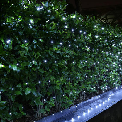 Joomer Christmas Net Lights - 12FT x 5FT 360 LED Plug-in Mesh Lights, Waterproof with 8 Modes, Timer, Connectable for Bushes, Trees, Garden, Outdoor Christmas Decor (Green Wire, White)