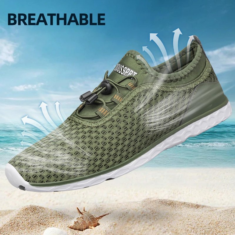 DOUSSPRT Men's Water Shoes Quick Drying Sports Aqua Shoes DarkGreen Size 11