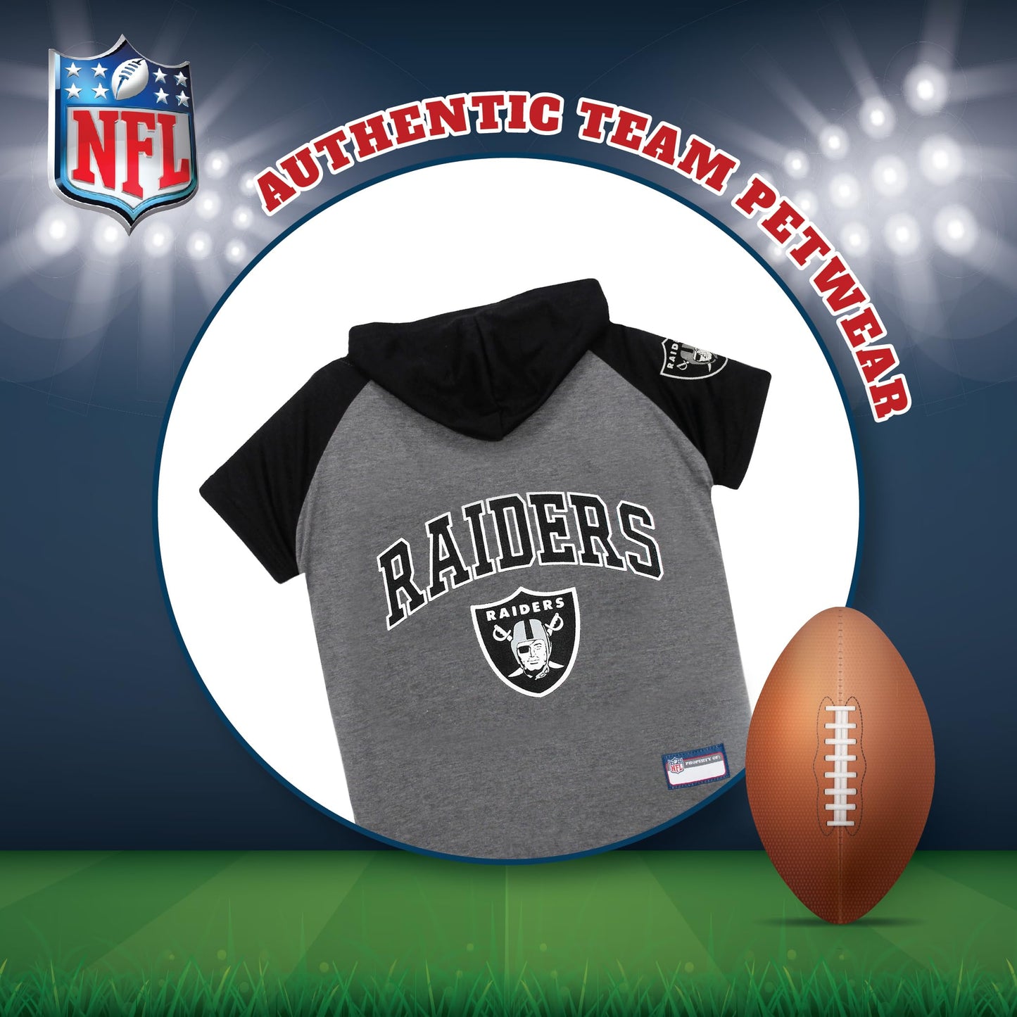 Pets First NFL Oakland Raiders Hoodie for Dogs & Cats. | NFL Football Licensed Dog Hoody Tee Shirt, Small| Sports Hoody T-Shirt for Pets | Licensed Sporty Dog Shirt