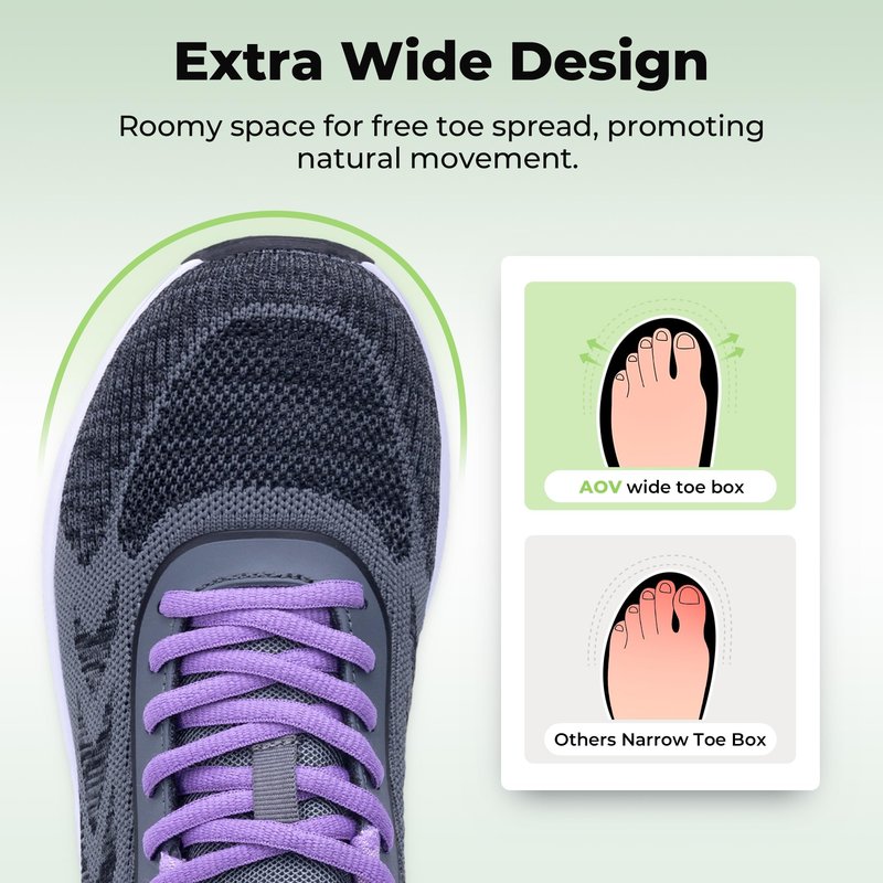 Wide Walking Shoes Women Arch Support Plantar Fasciitis Tennis Sneakers Orthotic Tennis Shoes for Workout Gym Purple Size 8.5