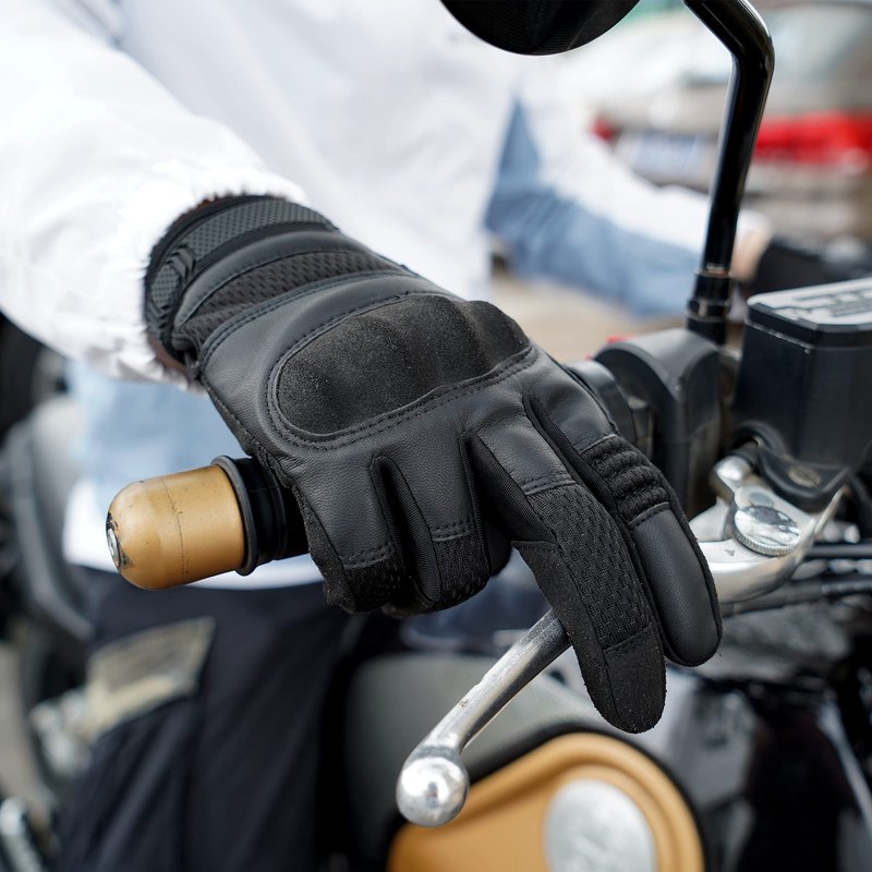 AXBXCX Touchscreen Full Finger Gloves for Men, Padded Outdoor Gloves Black Large