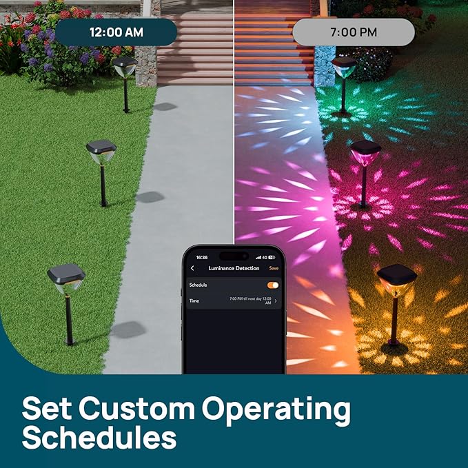 Linkind Smart Solar Pathway Lights SP6C, APP Control Solar Lights Outdoor Waterproof with 5 Swappable Lenses Landscape Lighting, Color Changing Garden Decor for Yard, Patio, Driveway(2 Pack)