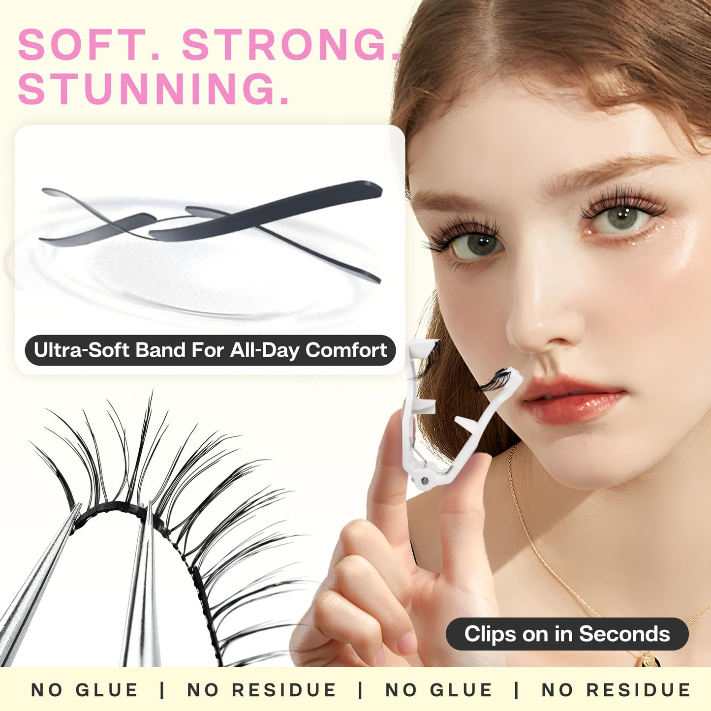 CALAILIS Magnetic Eyelashes with Applicator Upgrade Soft Magnetic Lashes Natural Look Reusable No Glue or Eyeliner Needed Easy to Wear and Remove (RC02)