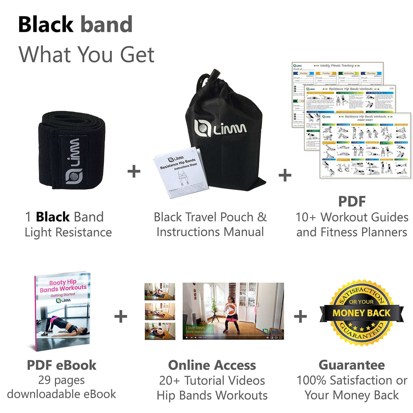 Fittest Pro by Limm Resistance Bands for Legs and Butt, Fabric Exercise Loop Bands Yoga, Pilates, Rehab, Fitness and Home Workout, Strength Bands for Booty