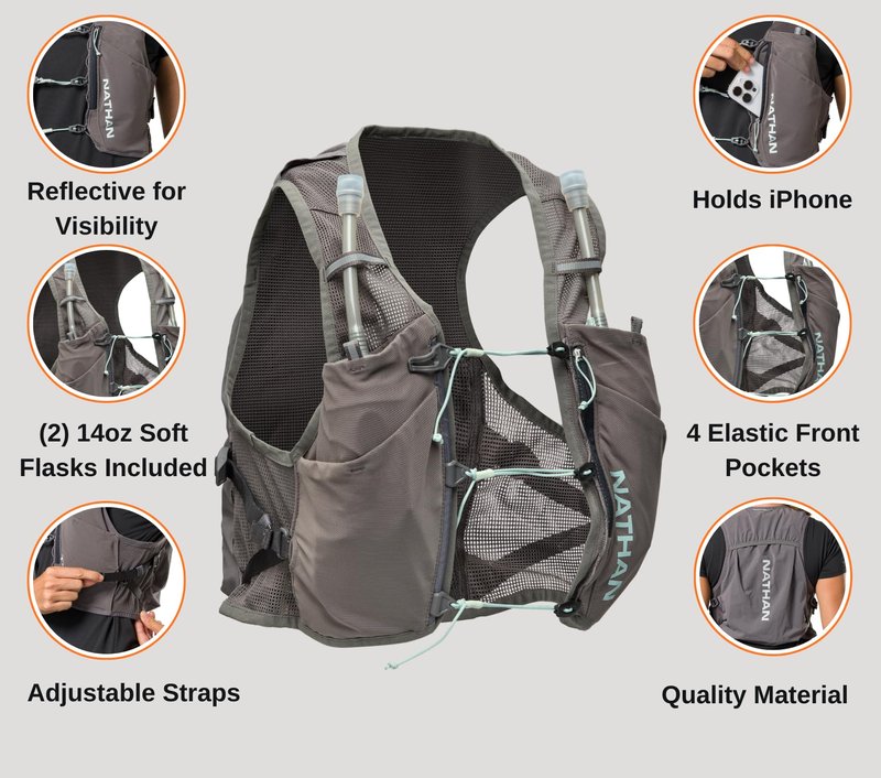 Nathan - Wm's Pinnacle Breeze 4L Charcoal/Surf Spray XXS-XS