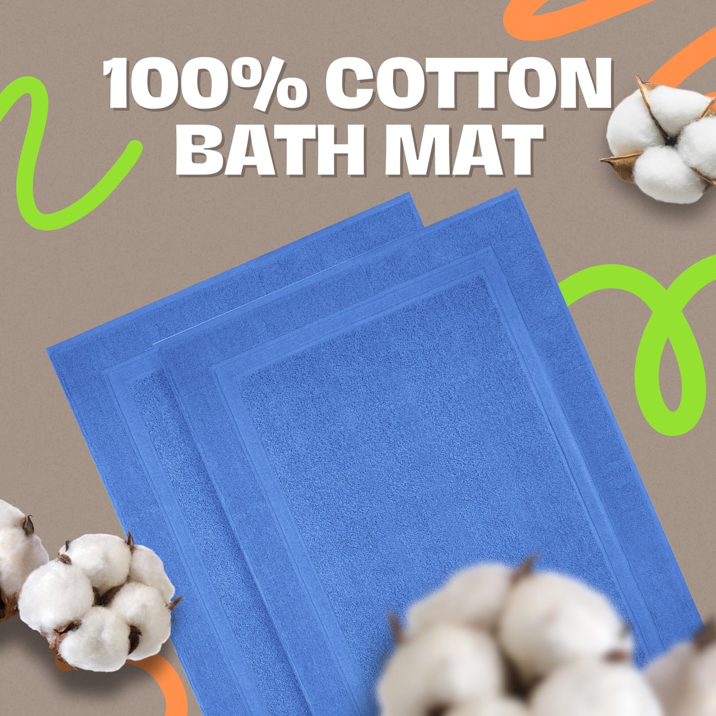 Infinitee Xclusives Premium Cotton Bath Mats for Bathroom – Pack of 2 | 34x22 Inches | Ultra Soft, Super Absorbent, Non-Slip, Machine Washable Mats (Eloquent Blue) [Not a Rug]
