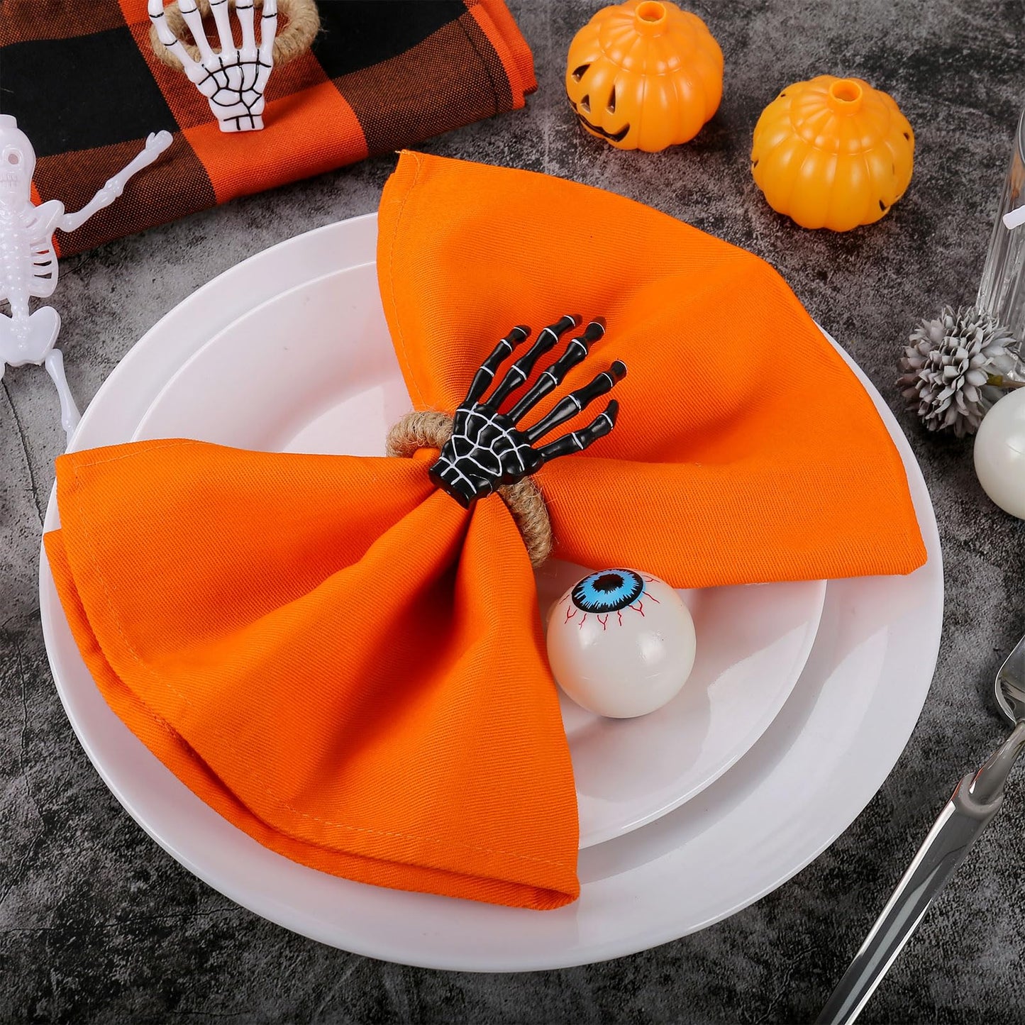 Thanksgiving Cloth Napkins Set of 4, Orange Fall 100% Cotton Dinner Napkins 18x18 Inches, Washable With Hemmed Edges, Reusable for Table Decor, Events, Weddings