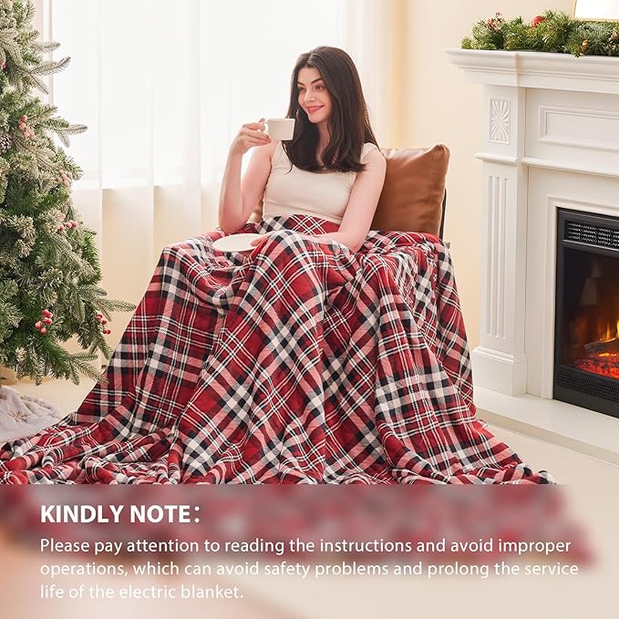 Homemate Electric Blanket Heated King Size - 100“x90“ Ultra Soft Cozy Flannel Heating Blanket with 10 Fast Heat Levels 8 Hours Auto Off Over-Heated Protection ETL Certification Keep Warm in Home