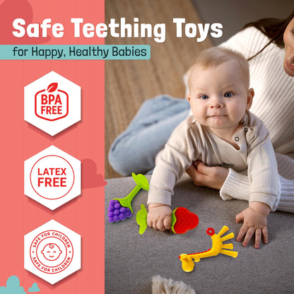 Baby Teething Toys 6-Pack | Newborn Teether Set | Food Grade Silicone | Freezer Safe | Soothing & Calming | BPA-Free | Frozen Teething Toys for Babies 0-6 Months | Essential Baby Gear