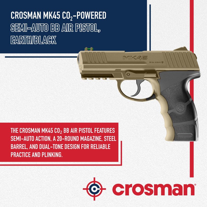 Crosman MK45 CO2 Powered Semi Auto Dual-Tone BB Air Pistol