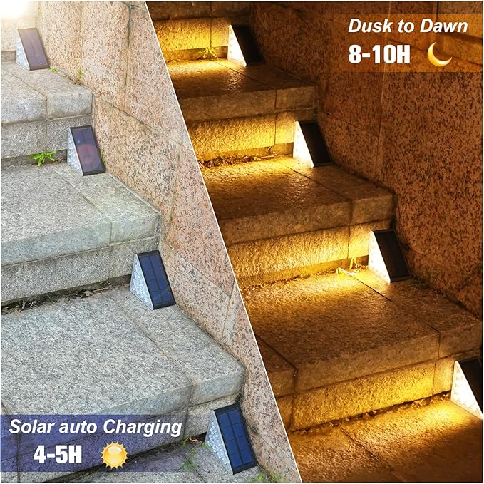 VOLISUN Solar Step Lights for Outside, Solar Stair Lights Outdoor Waterproof IP67, LED Outdoor Step Light, 80 Lumen, Deck Light for Outside Step, Front Porch and Patio(Black,12 Pack)