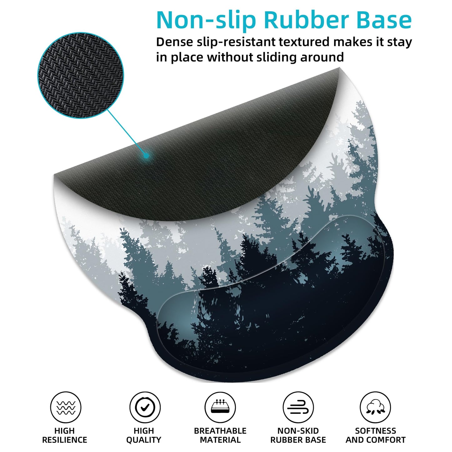 Ergonomic Mouse Pad with Wrist Support,Forest Mouse Pad with Wrist Rest,Relieve Wrist Pain Mousepad Non-Slip Rubber Base,Mouse Pads for Desk,Computers,Laptop,Office,Home,Gaming,Accessories