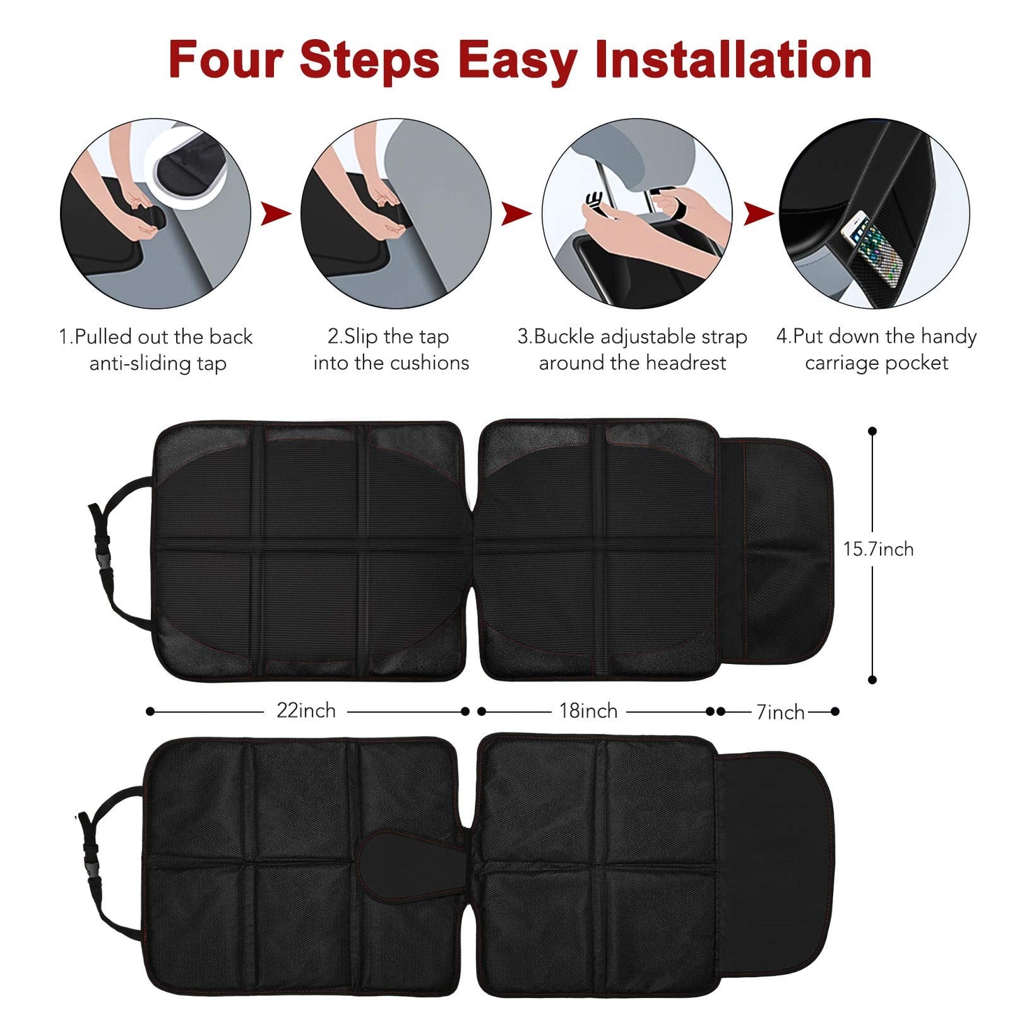 Beicarin Car Seat Protector Cushion Mat, 2 Pack Baby Seat Protector Child Car Seat with Organizer Pocket, Auto Dog Pad with Non Slip Backing Waterproof for SUV Sedan Truck
