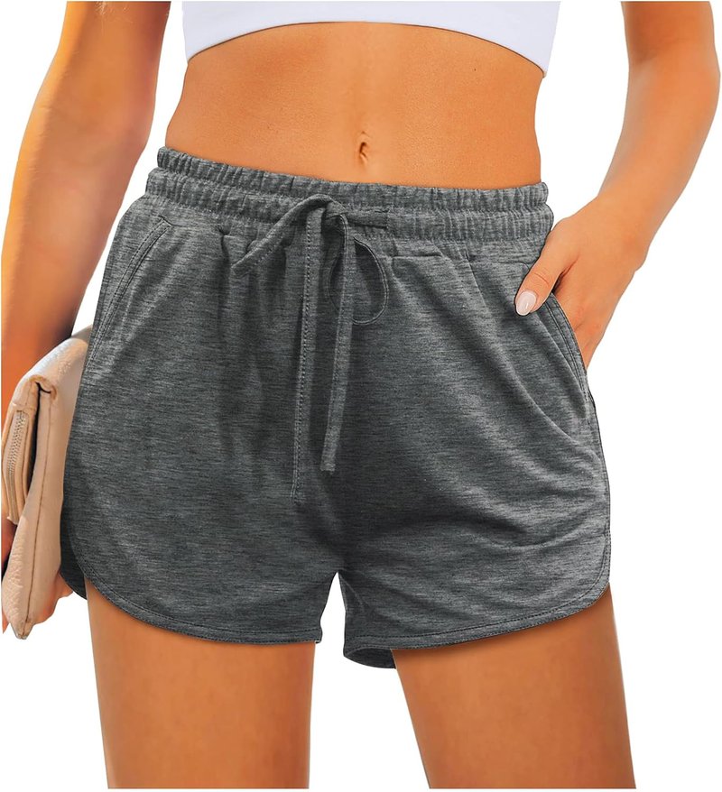 Aloodor Women's Athletic Running Shorts - Dolphin Style with Pockets & Adjustable Drawstring