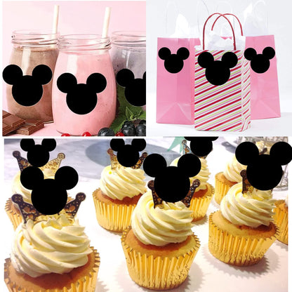 Mouse Vinyl Chalk Chalkboard Stickers Mouse Head Stickers 2.97 x 2.5 Inch PVC Sticker Mouse Heads Sticker 90 Pack Heads Stickerss for Mouses Themed Birthday Party