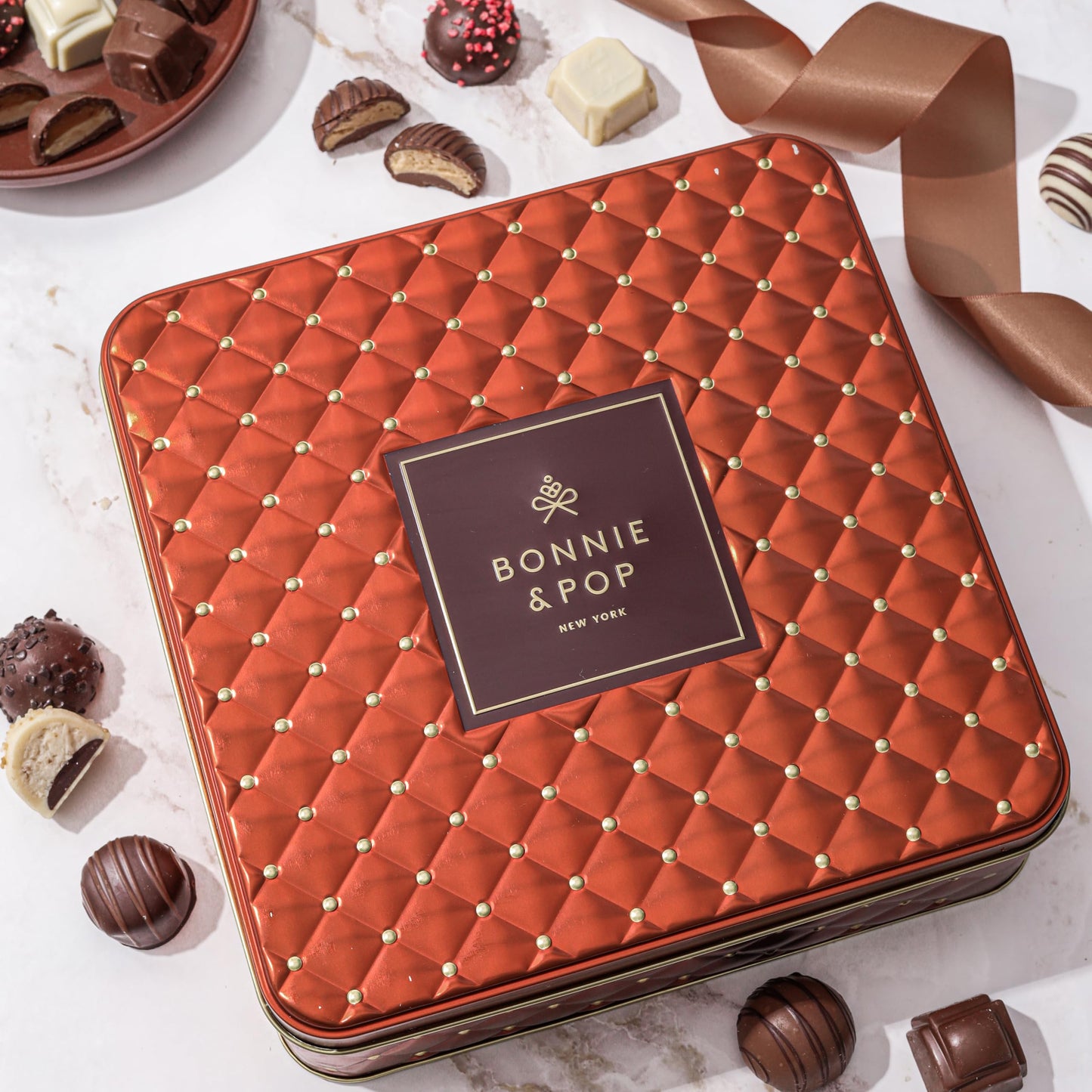 Chocolate Gift Basket, Belgium Truffle Candy Food Arrangement Platter, Gourmet Snack Box, Fathers Day, Corporate Him and Her, Men Women Family Parties, Bonnie and Pop