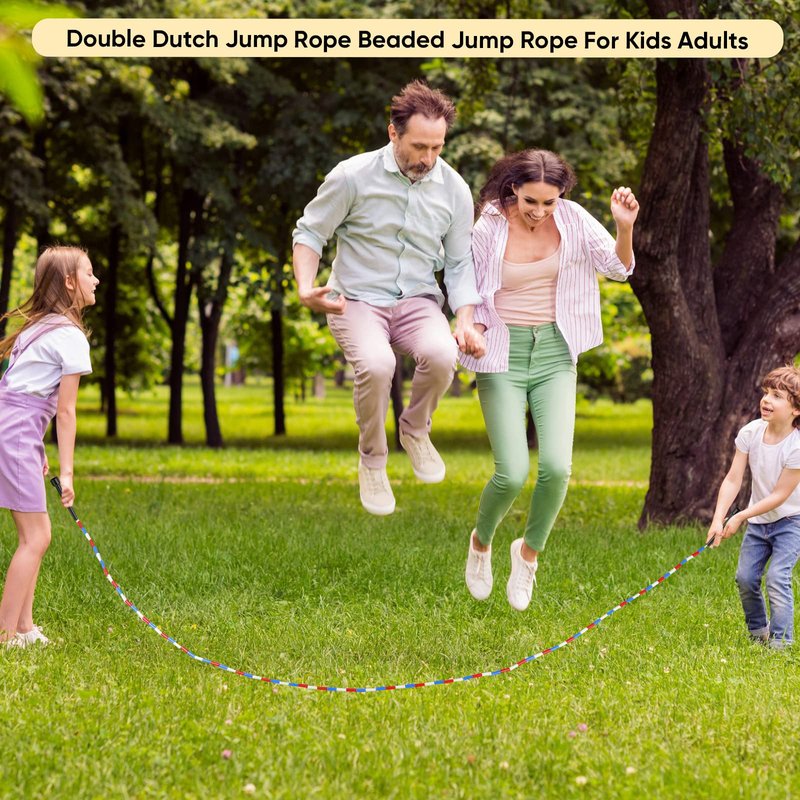 Zubebe 6 Pcs 16-foot Double Dutch Jump Ropes Bulk Segmented Skipping Colorful Beaded Ropes for Kids Adults Fitness Physical Education Gym Class School Sports Outdoor Activities, Red White and Blue