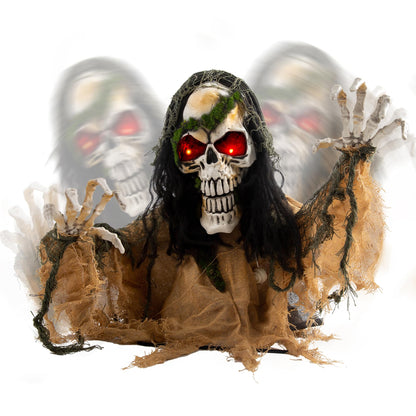 JOYIN Halloween Decoration Outdoor Animated Zombie Groundbreaker, Light-up Skeleton Zombie Groundbreaker Prop with Creepy Sound for Halloween Outside Decoration, Lawn, Yard, Patio, Haunted House Decor