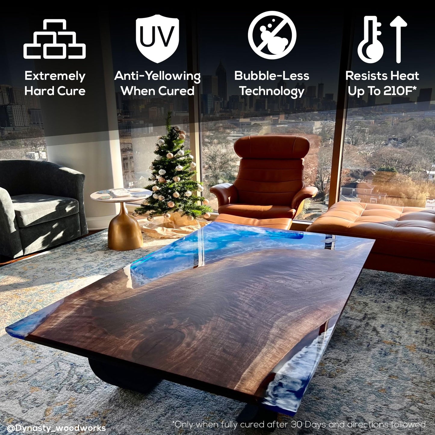 Deep Pour Epoxy Resin Liquid Glass 3 GL Kit, 2-4 inch Super Clear Amazing Flow Casting Resin Kit, High Temp Heat UV Resistant Food Safe Epoxy, Bubble Free Low Viscosity Cast & Coat Stone Wood Metal